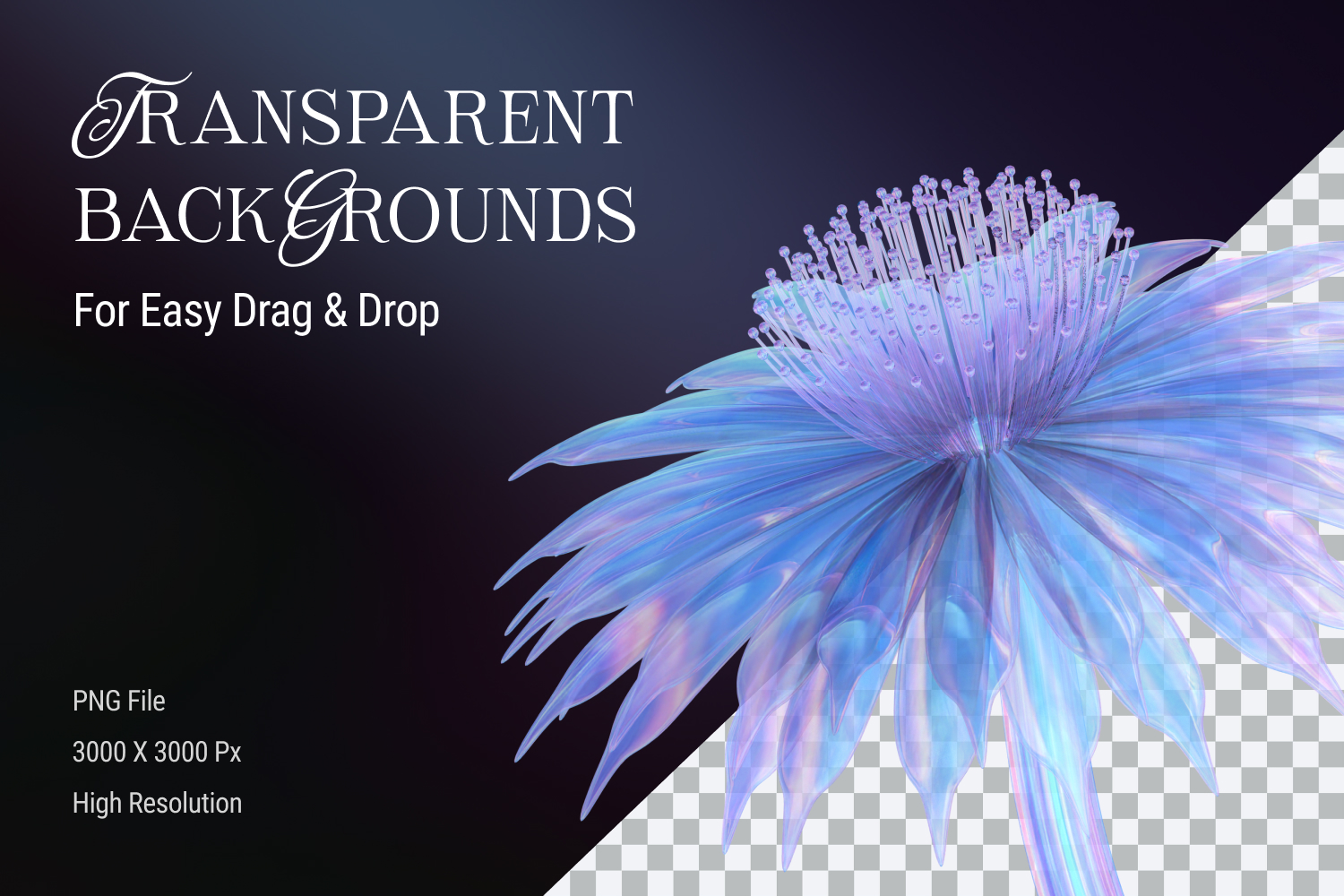 3D Vivid Glass Flower Pack Cover