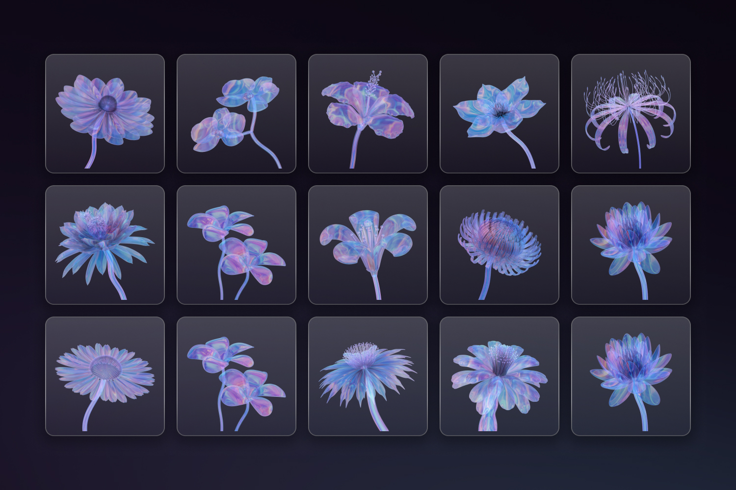 3D Vivid Glass Flower Pack Cover