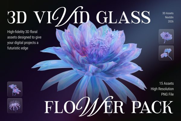 3D Vivid Glass Flower Pack Cover 3D Vivid Glass Flower Pack Cover